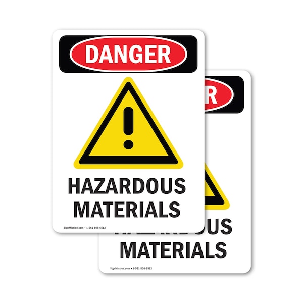 Signmission Hazardous Materials Danger Sign, Vinyl Decal, 5in W x 7in L, 2PK OS-2PACK-DS-D-57-V-1315 - main